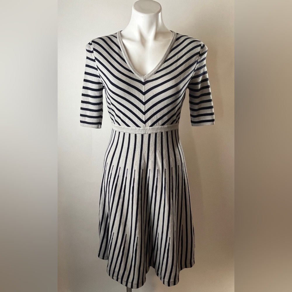 Boden Navy and Gray Striped Sweater Dress (4)